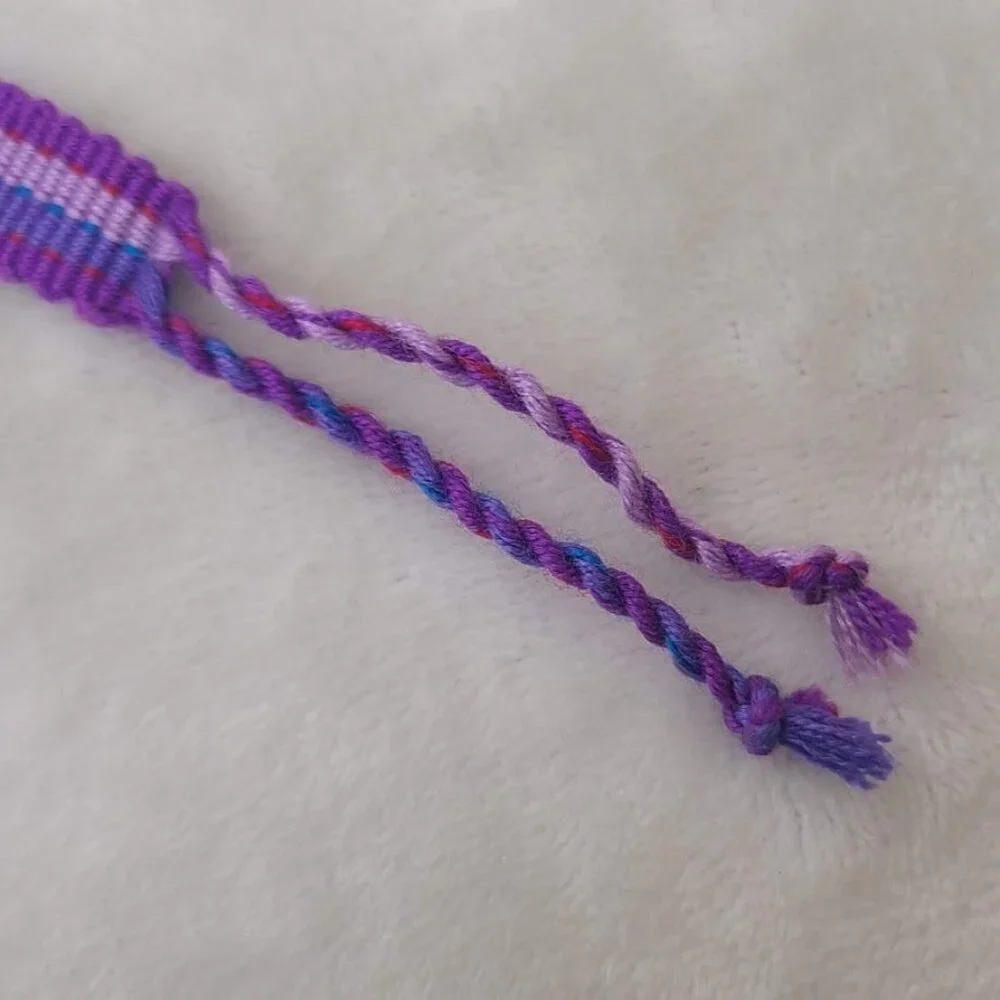 Hand Woven Braided Friendship Bracelet Shades of Purple Blue Pink Red - Picture 6 of 12
